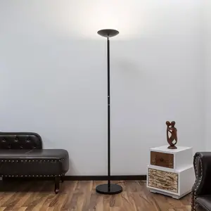 Comparateur de prix : Lindby Lampadaire à éclairage indirect LED Malea, 180 cm, noir, métal