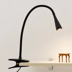 Lindby lampe à pince LED Baris, hauteur 44 cm, noir, 3000K pas cher