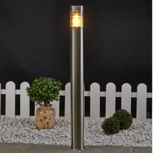 Lindby, borne lumineuse Enja, 100 cm, acier inoxydable, IP44, E27