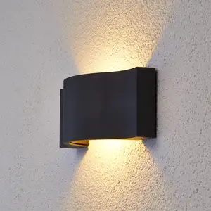 Lucande Applique murale LED Jace, anthracite, métal, 28 cm, IP54 pas cher
