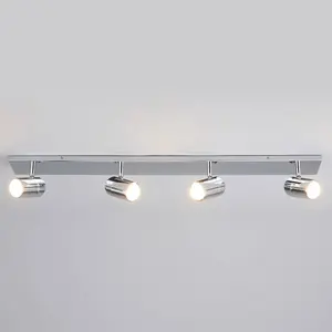 LAMPENWELT Lindby, plafonnier pour salle de bain Dejan, 85 cm, à 4 lampes, chrome, IP44 pas cher