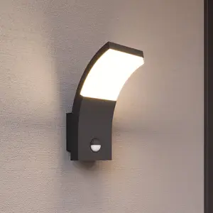 LAMPENWELT Applique d'extérieur LED Lucande Timm, capteur, anthracite, aluminium pas cher