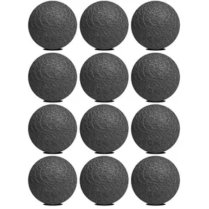 Non communiqué Lot de 12 boule tissu décoratif suspendu pour fête, christms guirlande ornement, boule brillant et scintillant coloris gris foncé - Diamètre 6 cm -JUANIO- pas cher