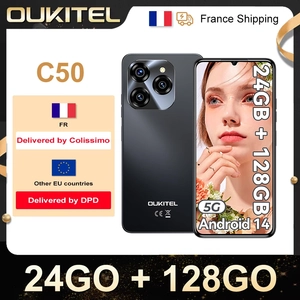 Téléphone Portable 5G OUKITEL C50 - 8Go +128Go -5150mAh - 6.8"HD+ 90Hz - 50MP+5MP - Android 14 OTG/GPS/Dual SIM - NOIR pas cher
