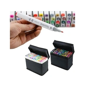 Comparateur de prix : OHP Kit de 80 Feutres Marqueur Huile-alcool Double 1mm-6mm 80 Couleurs Graphique + Sac de Crayon pour général Noir