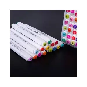 Comparateur de prix : OHP Kit de 80 Feutres Marqueur Huile-alcool Double 1mm-6mm 80 Couleurs Graphique + Sac de Crayon pour la conception d'animation Blanc