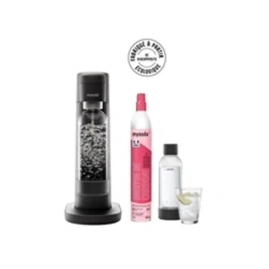 Comparateur de prix : MYSODA Machine à Soda Toby Black, 1 bouteille de 0.5L, 1 bouteille de 1L, 1 cylindre de CO2