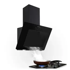 Topstrong Hotte Inclinee 60cm 350 m³/h 3 Vitesse Recyclage ou Evacuation Verre Noir-TV4760 pas cher