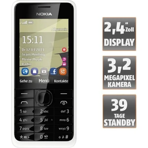 Nokia 301 Double SIM, 6,1 cm (2,4"), 320 x 240 pixels, LCD, MicroSD (T... pas cher