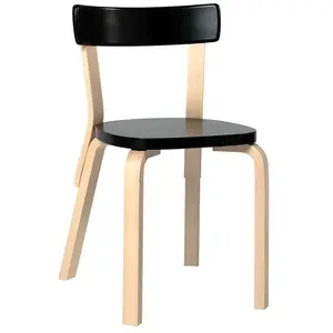 ARTEK - Chaise L-leg - Noir - Lamellé-collé de bouleau - Designer Alva...Vendu parmade-in-design