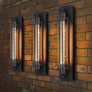 STOEX 3X)Lampe Murale Vintage Applique Murale En Cage De Fer En Métal Applique Murale D'Intérieur Rétro E27 45CM Pour Restaurant Salon Bar Escaliers NoirVendu parrue-du-commerce