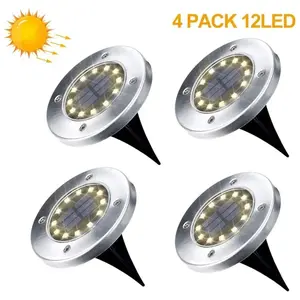 Lampe Solaire Exterieur Jardin 4 Pack 12 led Projecteur Solaire En Ple...