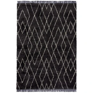 Novatrend Tapis de salon en polyester noir 120x170 cm pas cher