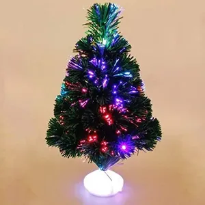Sapin de Noël - AMOUNE - Mini Arbre Artificiel 45 cm - Fibre Optique - LED Multicolore - Décoration Intérieure pas cher