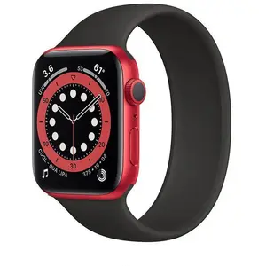 Apple Watch Series 6 (2020) GPS + Cellular 40 mm - Aluminium Rouge - Bracelet sport Noir pas cher