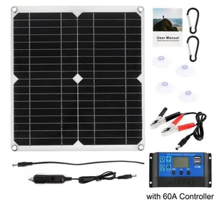 AUTREMENT Kit de panneaux solaires 200W avec contrôleur 60A chargeur U...