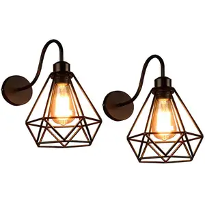 Axhup - 2PCS Retro Applique Murale Industrielle E27 Lampe Murale Cage ... pas cher