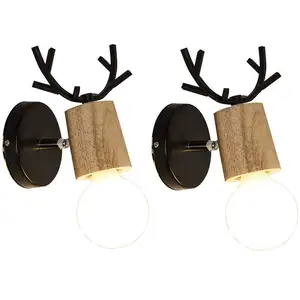AXHUP 2 Pack Lampe Murale Tête de Cerf Rétro Applique Murale Eclairage Chamb... pas cher