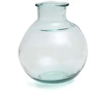 Bazar Bizar Vase de forme ronde en verre recyclé bleu H25
