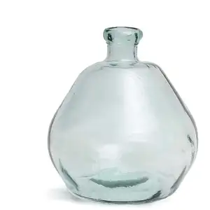 Bazar Bizar Vase de forme ronde en verre recyclé bleu H45