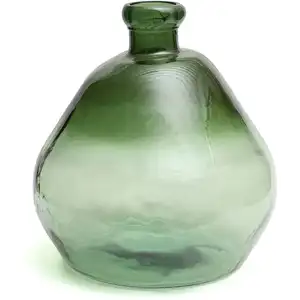 Bazar Bizar Vase de forme ronde en verre recyclé vert H45