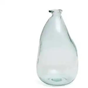 Bazar Bizar Vase en forme organique en verre recyclé bleu H21