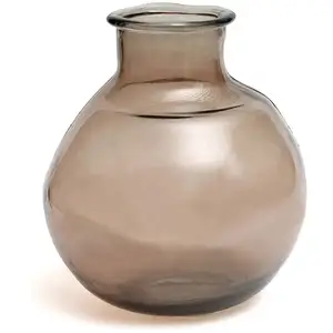 Bazar Bizar Vase de forme ronde en verre recyclé beige H25 pas cher
