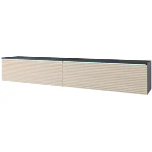 MUEBLES SLAVIC Meuble TV Lowboard D 180 cm, meuble TV avec éclairage LED, meuble TV suspendu, coloris Matera/Gaya II pas cher