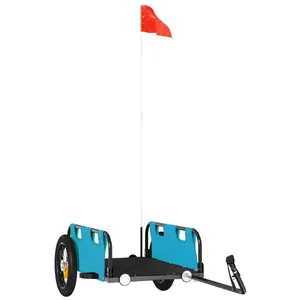 VIDAXL Meilleures Remorque de vélo-Remorque de marchandises-bleu tissu oxford et fer SSDC6101080 pas cher