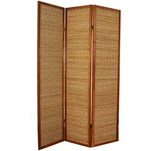 Comparateur de prix : PEGANE Paravent en bois brun avec bambou de 3 pans --