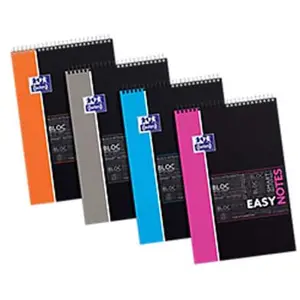 OXFORD Lot de 5 Cahiers Etudiant Bloc EASY NOTE spiralés, couverture polypro, 160 pages, ligné , Format 21 x 31,5 cm, avec appli SOS NOTES pas cher