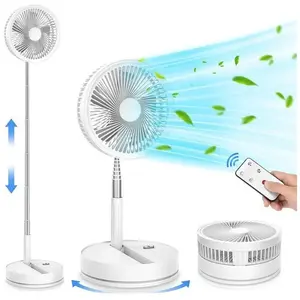 Ventilateur sur Pied Portable Silencieux 9 Blanc Ventilateurs avec Tlcommande 7200mAh USB Rechargeable Pliable Fans VENTILATEUR