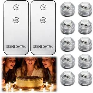 Ensemble De 10 Lampes Led Submersibles Et Étanches À Lumière Blanc Chaud, Comprenant 2 Télécommandes, Idéales Pour Les Aquariums, Les Spas, Les Bassins, Les Fêtes Et Les Mariages.Vendu parmanomano