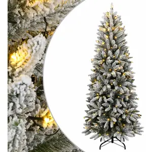 LIIYIELA Sapin De Noël Artificiel 300 Led Et Neige Floquée 180 Cm pas cher