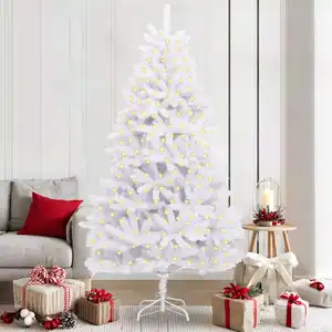 LIIYIELA Sapin De Noël Artificiel Avec 300 Led Blanc 210 Cm Pvc Et Métal pas cher