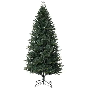 Sapin de Noël artificiel - 2,44 m - Aiguilles denses et réalistes - PE/PVC de haute qualité - Pied métallique stable - Montage rapide - Sans éclairage - Vert