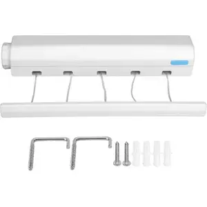 tendoir Mural Extensible tendage Linge Mural avec 5 Fils de 375 mtres ...Vendu parcdiscount