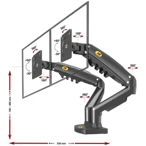 NB F160 - Support bureautique avec ressort à gaz pour deux écrans LCD ... pas cher