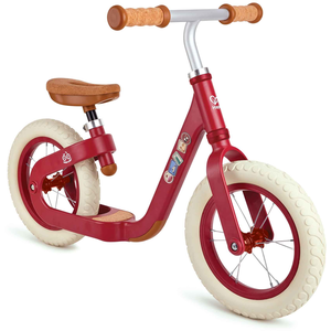 Comparateur de prix : Hape Draisienne rouge en métal avec repose pieds et assise en liège
