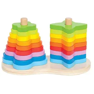 Hape stacker Tower Double Rainbow 21 cm pas cher
