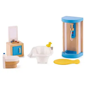 Hape ensemble de salle de bain pour maison de poupée 5-pièces pas cher