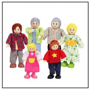 Comparateur de prix : Hape - Poupées en bois pour maison de poupée - famille de 6 - HAPE