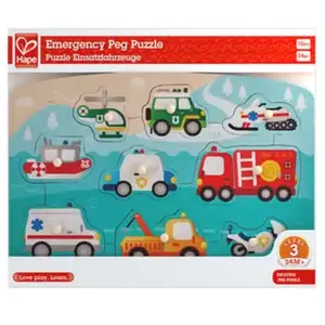 Hape - Puzzle en bois boutons, les véhicules prioritaires - HAPE pas cher