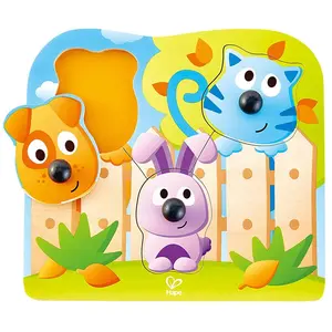 Hape - Puzzle en bois animaux domestique avec de gros boutons - HAPE pas cher