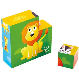 Hape - E1619 - Puzzle Cubes Animaux de la Jungle, Vert pas cher