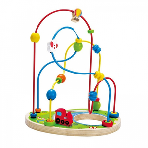 Circuit de perles en bois Hape Pizzaz - Pour enfant de 12 mois - Bleu, rouge et jaune pas cher