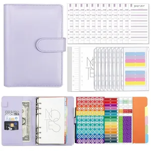 Classeur Budget Francais PU Cuir, Enveloppe Budget, 6 Trous Budget Pla... pas cher