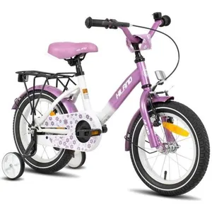 Comparateur de prix : HILAND Bicyclette pour enfants - Roues 12" - 2-4 ans - Roues assistées - Porte-bagages arrière - Bicyclette pour filles - Violet
