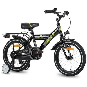 HILAND Vélo d'enfant - Roues 16" - 4-6 ans - Stabilisateurs - Porte-bagages arrière - Vélo de garçon- NoirVendu parcdiscount