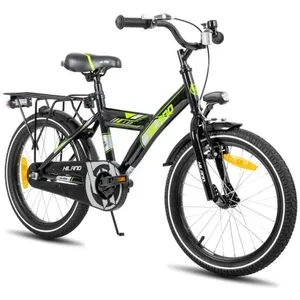HILAND Vélo d'enfant - Roues 18" - 5-7 ans - Stabilisateurs - Porte-bagages arrière - Vélo de garçon- NoirVendu parcdiscount